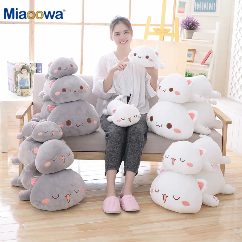 1pc 35cm Kawaii Lying Cat Plush Toys Stuffed Cute Cat Doll Lovely Animal Pillow Soft Cartoon Cushion Kid Christmas Gift