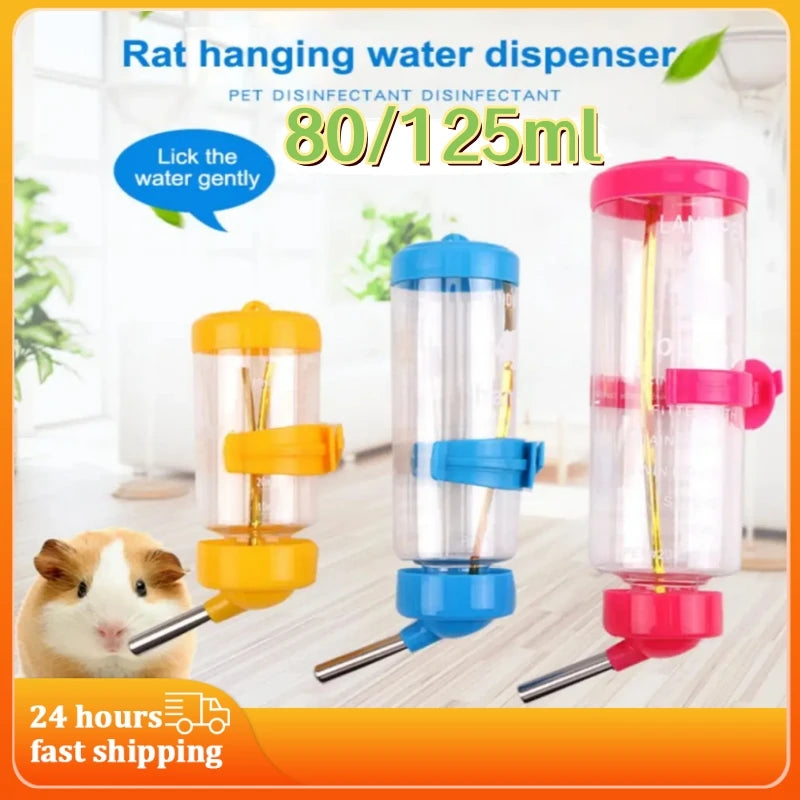 80/125ML Pet Water Bottle Rabbit Rat Hanging Water Dispenser Guinea Pig Drinking Bottles Small Pet Product Hamster Accessories